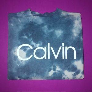 Calvin Klein blue tie-dye performance crewneck